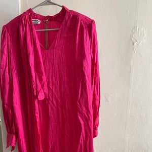 Vintage 100% Silk Pink dress Francesca of Damon for Starington long sleeve sz 12